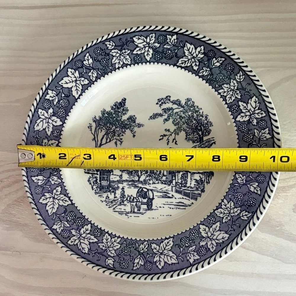 VTG Pair of Homer Laughlin Shakespeare Country Dinner Plate Blue White Ironstone